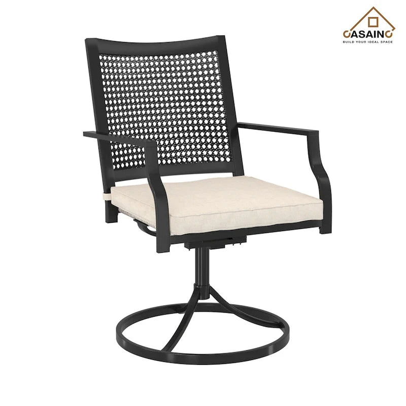 Textilene Fabric Iron Frame Swivel Dining Chairs(Set of 2)