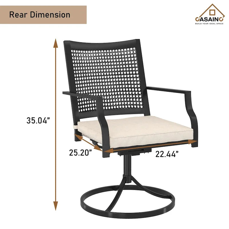 Textilene Fabric Iron Frame Swivel Dining Chairs(Set of 2)