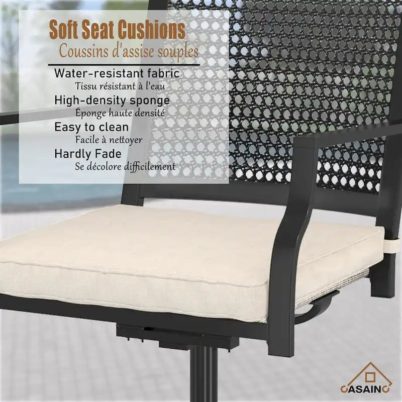 Textilene Fabric Iron Frame Swivel Dining Chairs(Set of 2)