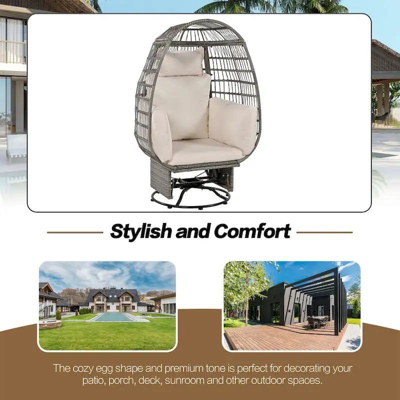 Rattan Egg Patio Chair with Rocking