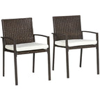 Dining Chairs with Cushion, Patio Wicker Dining Chair Set with Backrest, Armrests for Patio, Deck, Garden