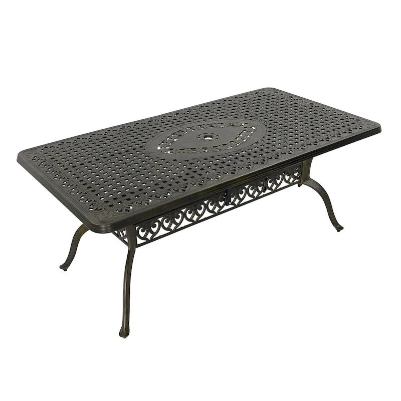 71 Elegant Hollowed Out Cast Aluminum Rectangular Table-Antique Bronze