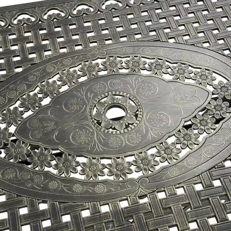 71 Elegant Hollowed Out Cast Aluminum Rectangular Table-Antique Bronze