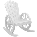 Wooden Adirondack Rocker Chair w/ Slatted Design and Oversized Back