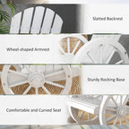 Wooden Adirondack Rocker Chair w/ Slatted Design and Oversized Back