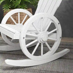 Wooden Adirondack Rocker Chair w/ Slatted Design and Oversized Back