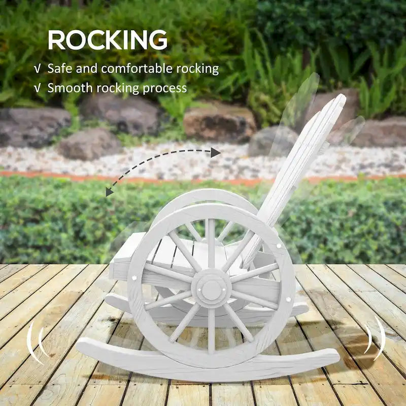 Wooden Adirondack Rocker Chair w/ Slatted Design and Oversized Back