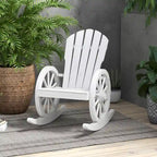 Wooden Adirondack Rocker Chair w/ Slatted Design and Oversized Back