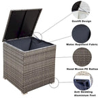 Grey 4-Piece Patio Sectional Wicker Rattan Outdoor Furniture Sofa Set with Storage Box - 47.2 x 25.6 x 25.6