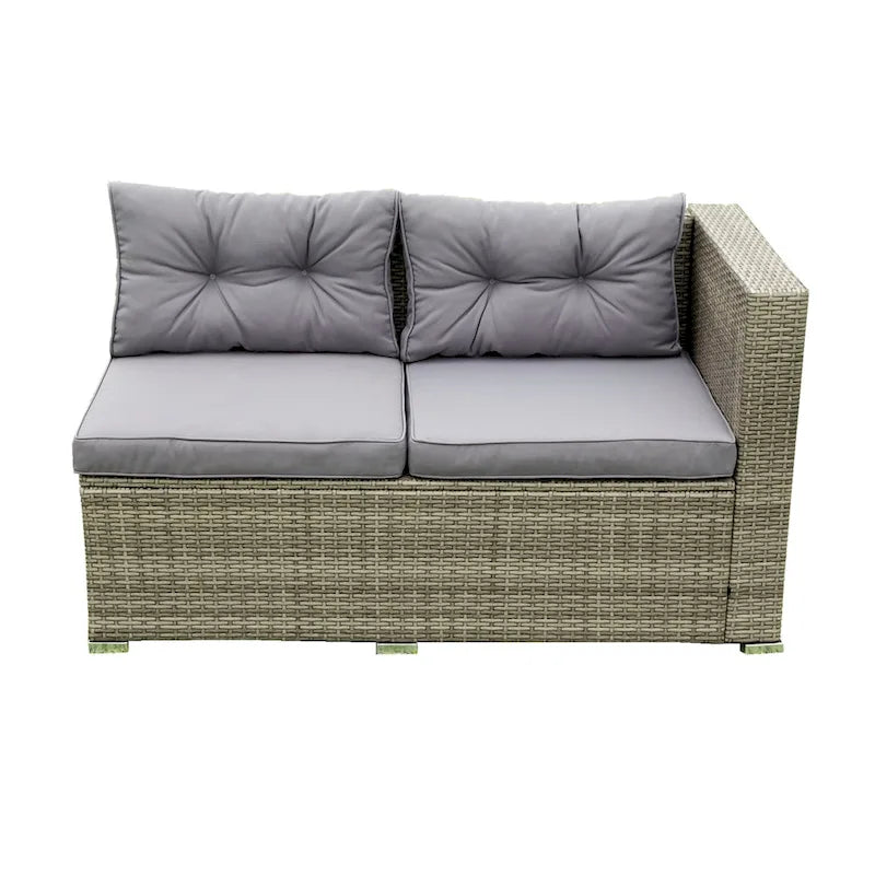 Grey 4-Piece Patio Sectional Wicker Rattan Outdoor Furniture Sofa Set with Storage Box - 47.2 x 25.6 x 25.6