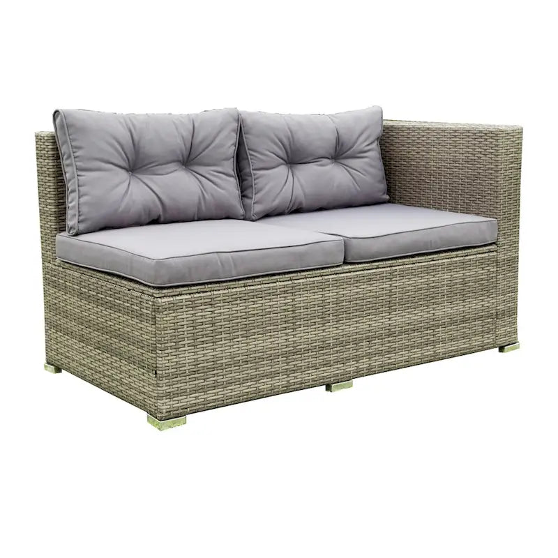 Grey 4-Piece Patio Sectional Wicker Rattan Outdoor Furniture Sofa Set with Storage Box - 47.2 x 25.6 x 25.6