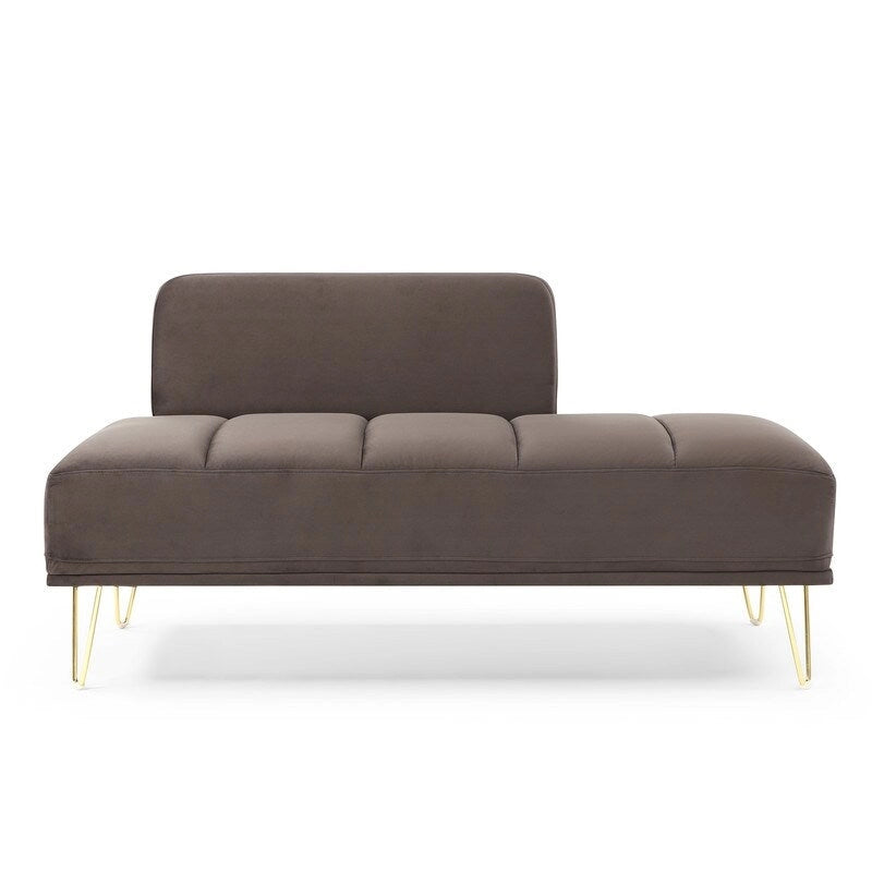 56.3Inch Width Modern End of Bed Bench,Velvet Fabric Upholstered 2 Seater Sofa Couch Entryway Ottoman Bench,Grey
