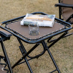 Gravity Chair Set with Side Table, Folding Reclining Chair with Cupholders & Pillows, Adjustable Lounge Chair