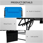Folding Chaise Lounge Set with 5-level Reclining Back, Lounge Tanning Chair with Padded Seat, Side Pocket & Headrest