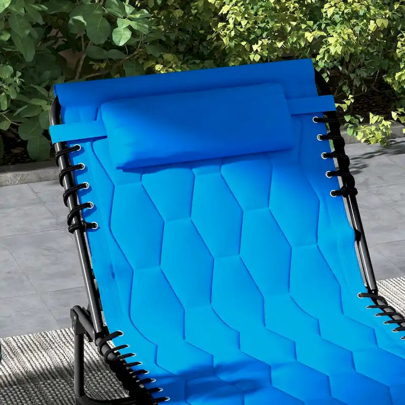 Folding Chaise Lounge Set with 5-level Reclining Back, Lounge Tanning Chair with Padded Seat, Side Pocket & Headrest