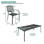 Rectangular iron mesh table with chair (set of 9)