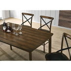 59" Counter Height Dining Table with Saber Legs – Burnished Oak, Transitional Style, Seats 4–6