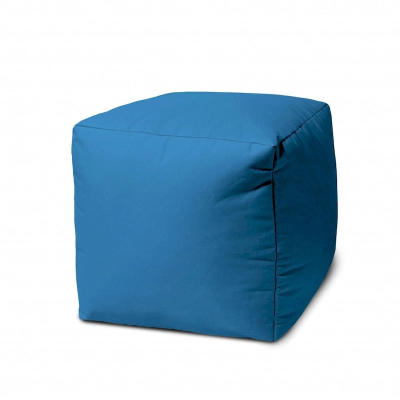 HomeRoots 17 Cool Bright Teal Blue Solid Color Indoor Outdoor Pouf Cover - 17' X '17' X '1