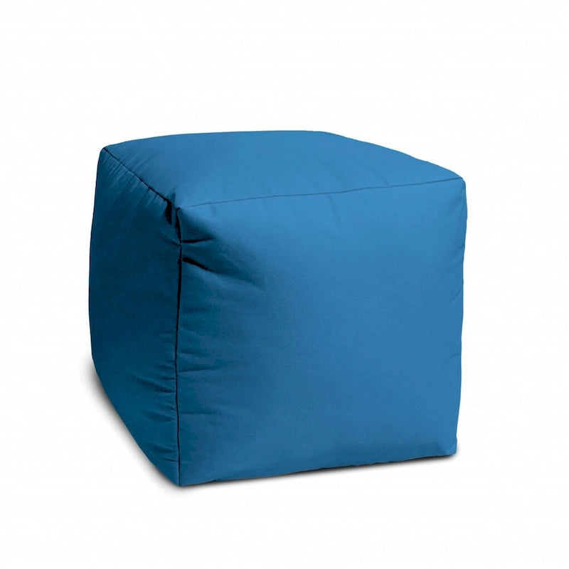 HomeRoots 17 Cool Bright Teal Blue Solid Color Indoor Outdoor Pouf Cover - 17' X '17' X '1