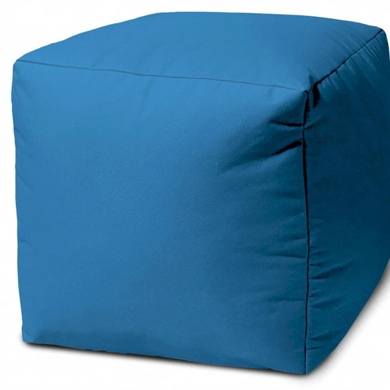 HomeRoots 17 Cool Bright Teal Blue Solid Color Indoor Outdoor Pouf Cover - 17' X '17' X '1