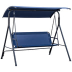Outdoor 3-Person Porch Swing Bench with Steel Frame,Adjustable Canopy and Armrests