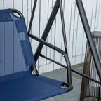 Outdoor 3-Person Porch Swing Bench with Steel Frame,Adjustable Canopy and Armrests