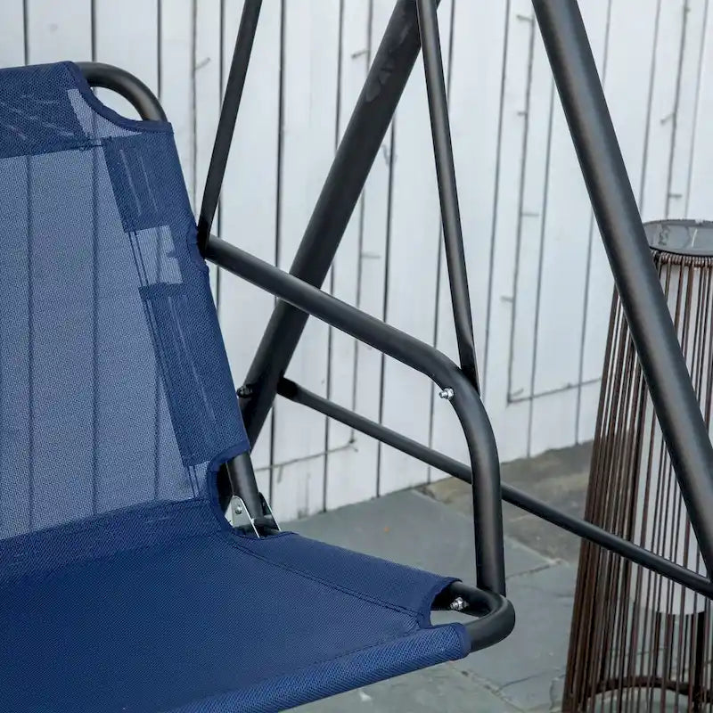 Outdoor 3-Person Porch Swing Bench with Steel Frame,Adjustable Canopy and Armrests