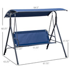 Outdoor 3-Person Porch Swing Bench with Steel Frame,Adjustable Canopy and Armrests