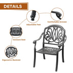 3/5-Piece Cast Aluminum Outdoor Dining Set with 35.43 in. Round Table and Random Color Seat Cushions
