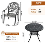 3/5-Piece Cast Aluminum Outdoor Dining Set with 35.43 in. Round Table and Random Color Seat Cushions