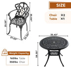 3/5-Piece Cast Aluminum Outdoor Dining Set with 35.43 in. Round Table and Random Color Seat Cushions