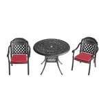 3/5-Piece Cast Aluminum Outdoor Dining Set with 35.43 in. Round Table and Random Color Seat Cushions