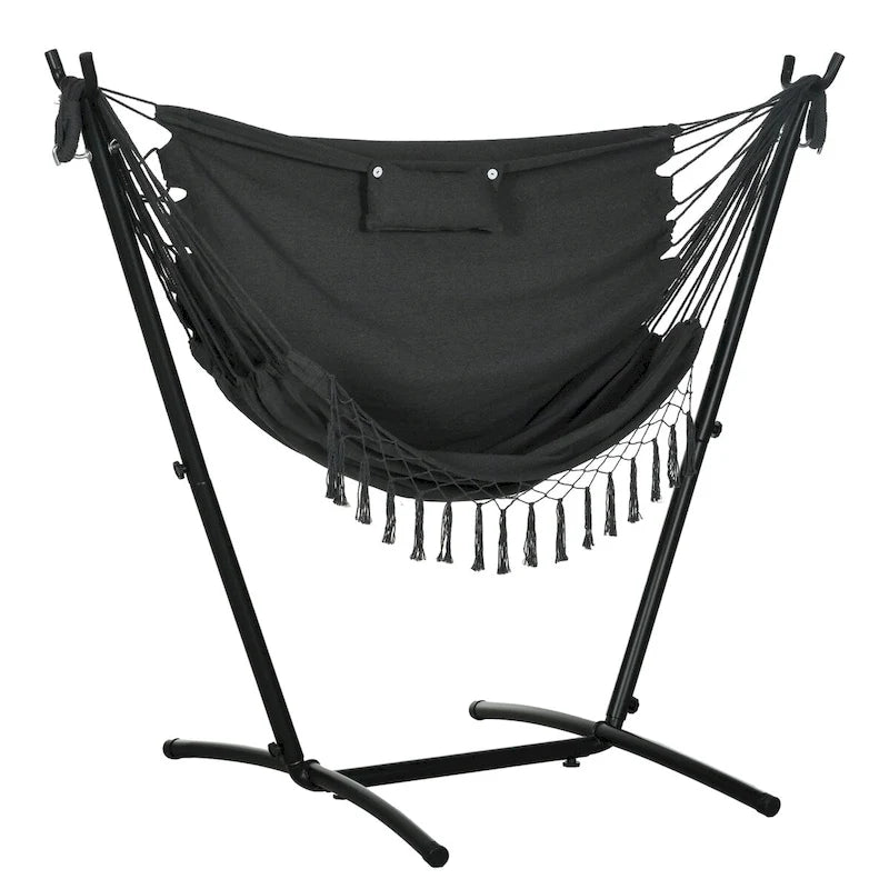Outdoor Hammock Chair with Stand, Patio Swing Hanging Chair with Side Pocket and Headrest