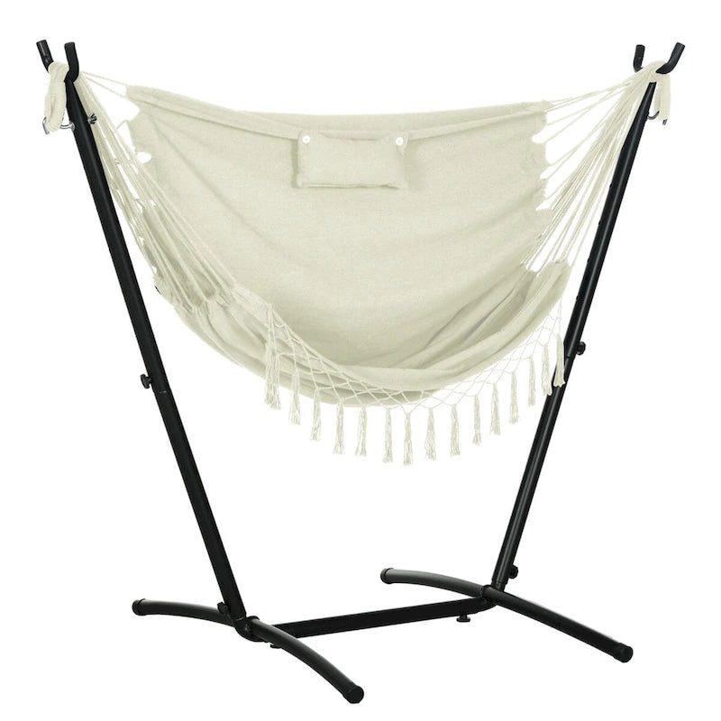 Outdoor Hammock Chair with Stand, Patio Swing Hanging Chair with Side Pocket and Headrest