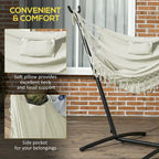 Outdoor Hammock Chair with Stand, Patio Swing Hanging Chair with Side Pocket and Headrest