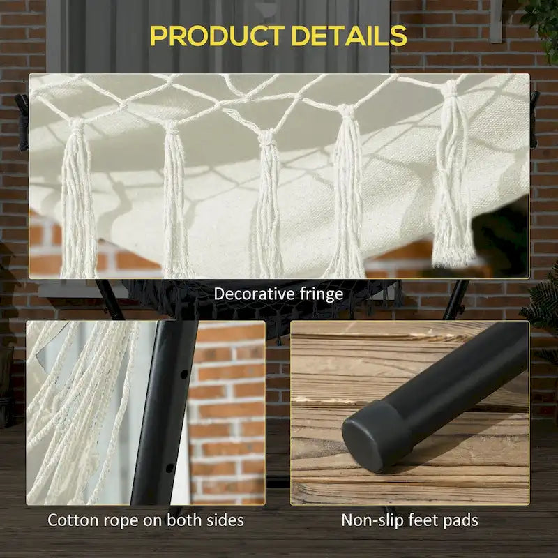 Outdoor Hammock Chair with Stand, Patio Swing Hanging Chair with Side Pocket and Headrest
