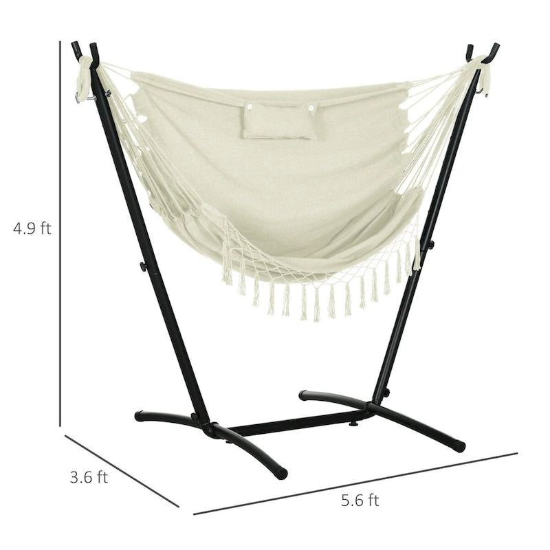 Outdoor Hammock Chair with Stand, Patio Swing Hanging Chair with Side Pocket and Headrest