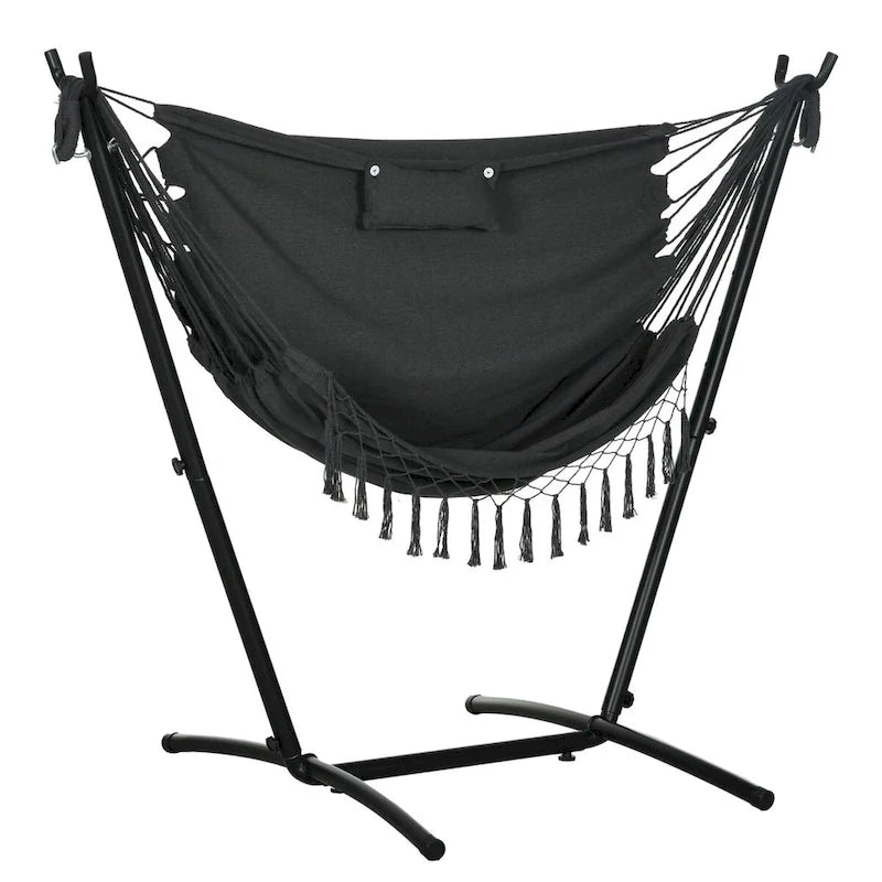 Outdoor Hammock Chair with Stand, Patio Swing Hanging Chair with Side Pocket and Headrest