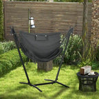 Outdoor Hammock Chair with Stand, Patio Swing Hanging Chair with Side Pocket and Headrest