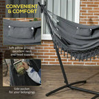 Outdoor Hammock Chair with Stand, Patio Swing Hanging Chair with Side Pocket and Headrest