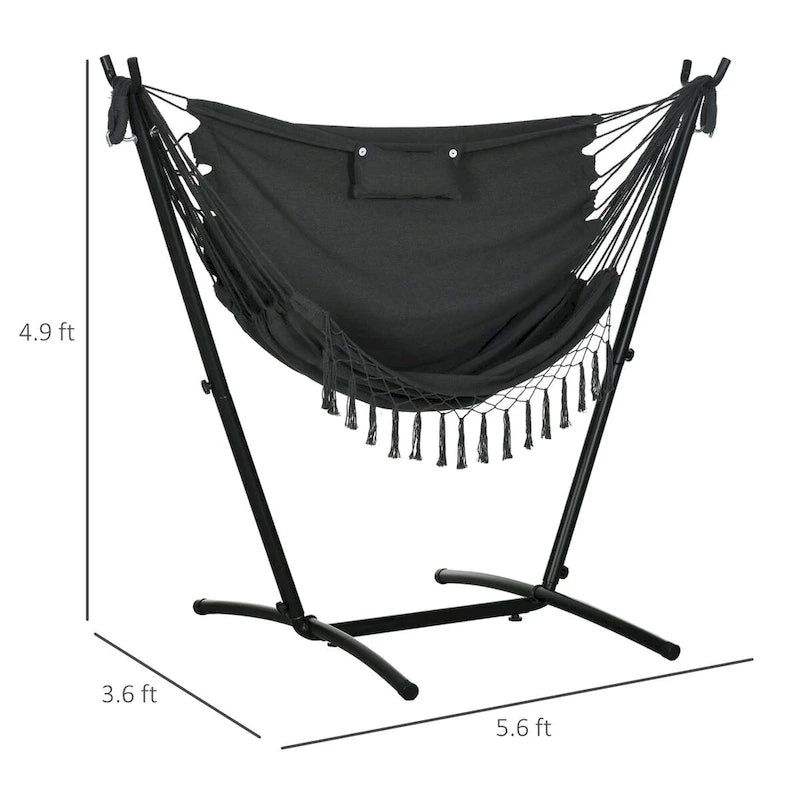 Outdoor Hammock Chair with Stand, Patio Swing Hanging Chair with Side Pocket and Headrest