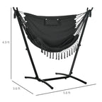 Outdoor Hammock Chair with Stand, Patio Swing Hanging Chair with Side Pocket and Headrest