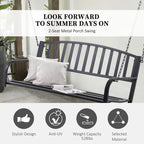 Patio 2-Person Porch Swing Bench, Outdoor Steel Swing Chair with Sturdy Chains