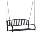 Patio 2-Person Porch Swing Bench, Outdoor Steel Swing Chair with Sturdy Chains