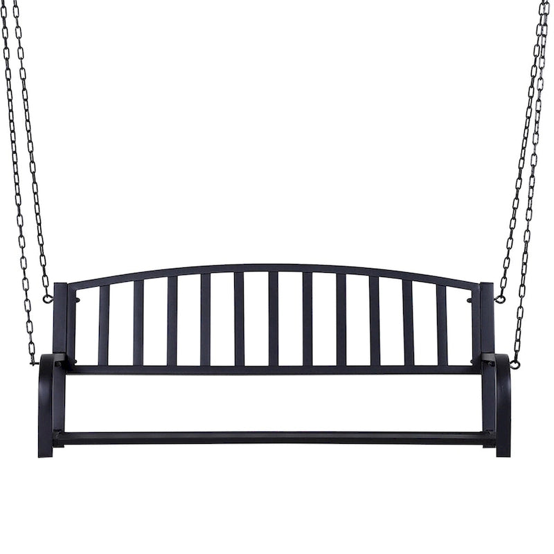 Patio 2-Person Porch Swing Bench, Outdoor Steel Swing Chair with Sturdy Chains