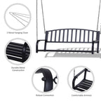Patio 2-Person Porch Swing Bench, Outdoor Steel Swing Chair with Sturdy Chains