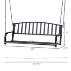 Patio 2-Person Porch Swing Bench, Outdoor Steel Swing Chair with Sturdy Chains