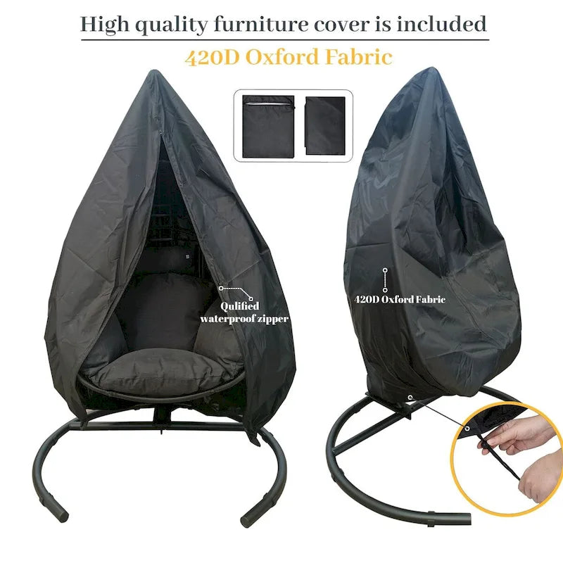 Outdoor Indoor PE Wicker Swing Egg chair with Cushion