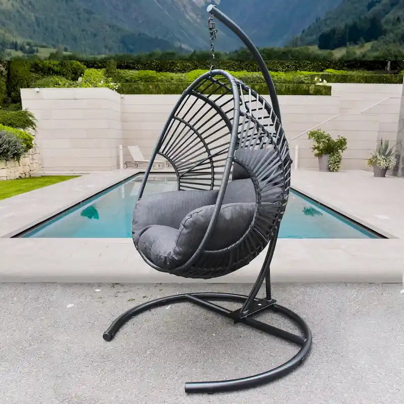 Outdoor Indoor PE Wicker Swing Egg chair with Cushion