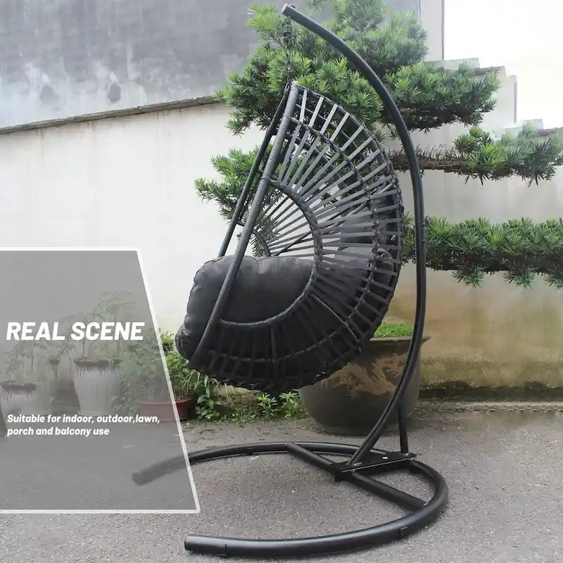 Outdoor Indoor PE Wicker Swing Egg chair with Cushion